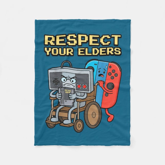 Respect Your Elders Retro Gaming Funny Gamer Contr Fleecedecke (Vorderseite)