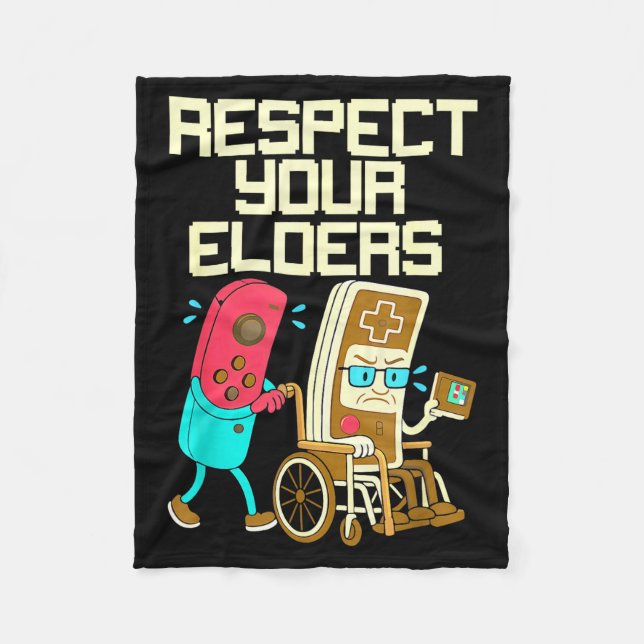 Respect Your Elders Retro Gaming Funny Gamer Contr Fleecedecke (Vorderseite)