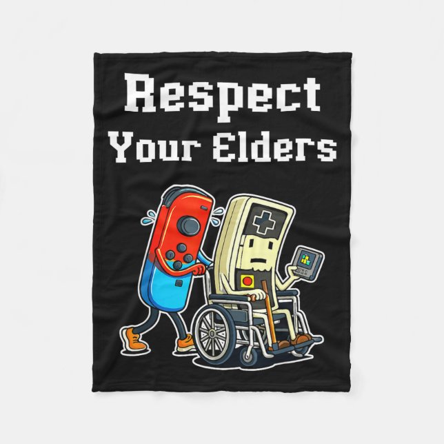 Respect Your Elders Retro Gaming Funny Gamer Contr Fleecedecke (Vorderseite)