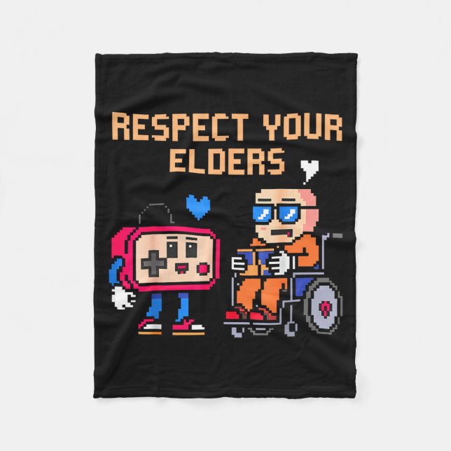 Respect Your Elders Retro Gaming Funny Gamer Contr Fleecedecke (Vorderseite)