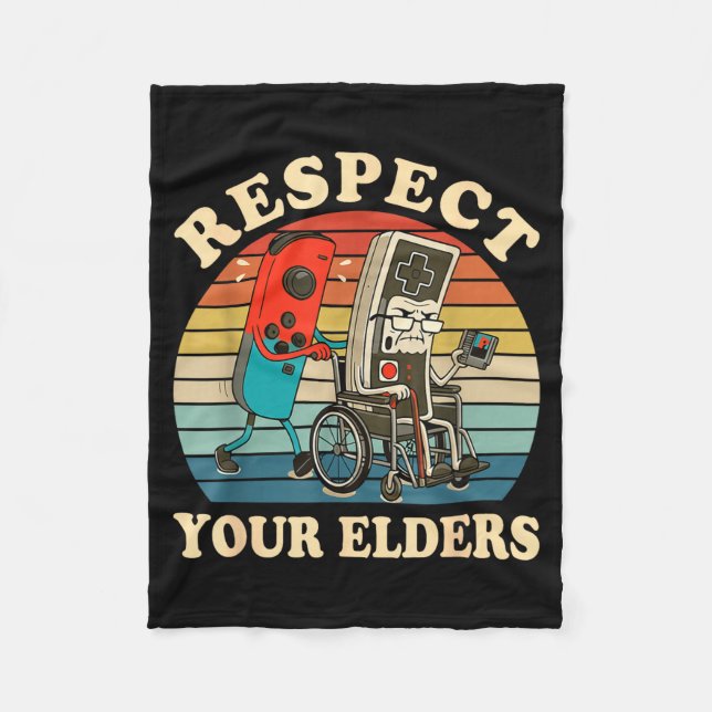 Respect Your Elders Retro Gaming Funny Gamer Contr Fleecedecke (Vorderseite)