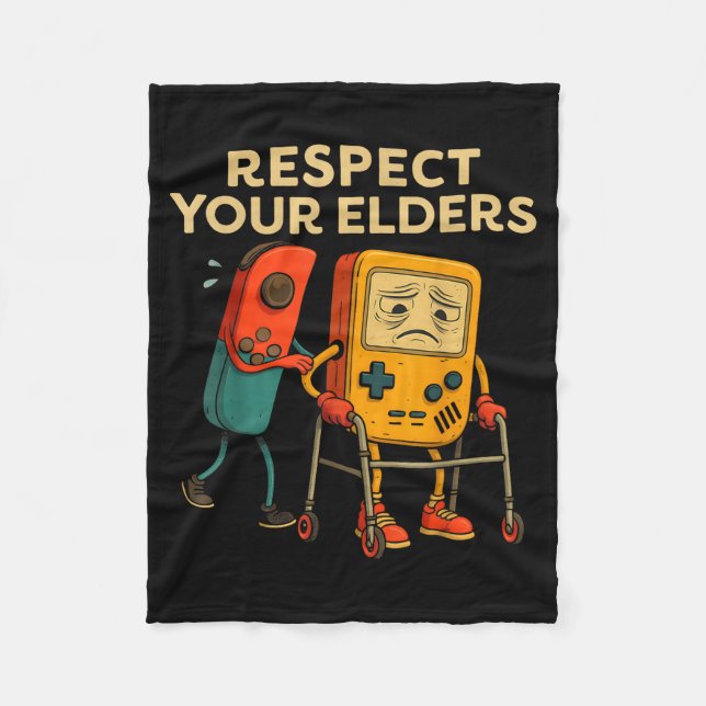 Respect Your Elders Retro Gaming Funny Gamer Contr Fleecedecke (Vorderseite)