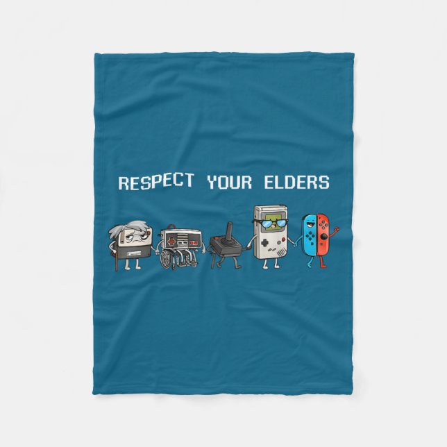 Respect Your Elders Retro Gaming Funny Gamer Contr Fleecedecke (Vorderseite)