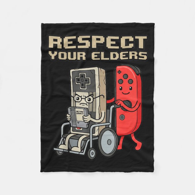Respect Your Elders Retro Gaming Funny Gamer Contr Fleecedecke (Vorderseite)