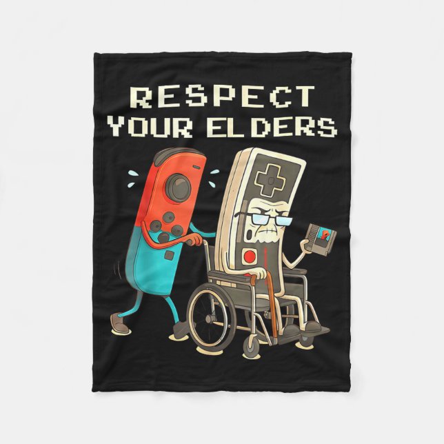 Respect Your Elders Retro Gaming Funny Gamer Contr Fleecedecke (Vorderseite)