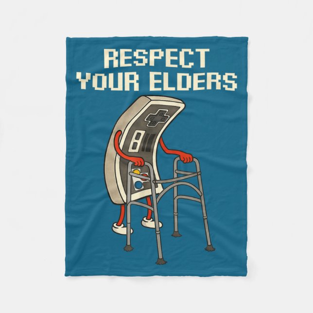Respect Your Elders Retro Gaming Funny Gamer Contr Fleecedecke (Vorderseite)