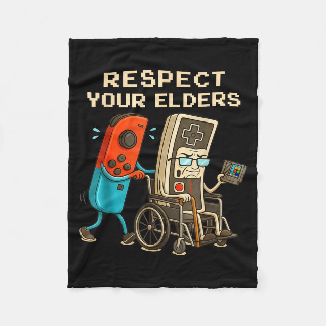 Respect Your Elders Retro Gaming Funny Gamer Contr Fleecedecke (Vorderseite)