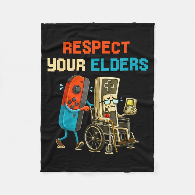 Respect Your Elders Retro Gaming Funny Gamer Contr Fleecedecke (Vorderseite)