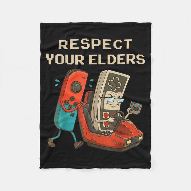 Respect Your Elders Retro Gaming Funny Gamer Contr Fleecedecke (Vorderseite)