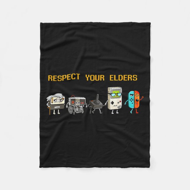 Respect Your Elders Retro Gaming Funny Gamer Contr Fleecedecke (Vorderseite)