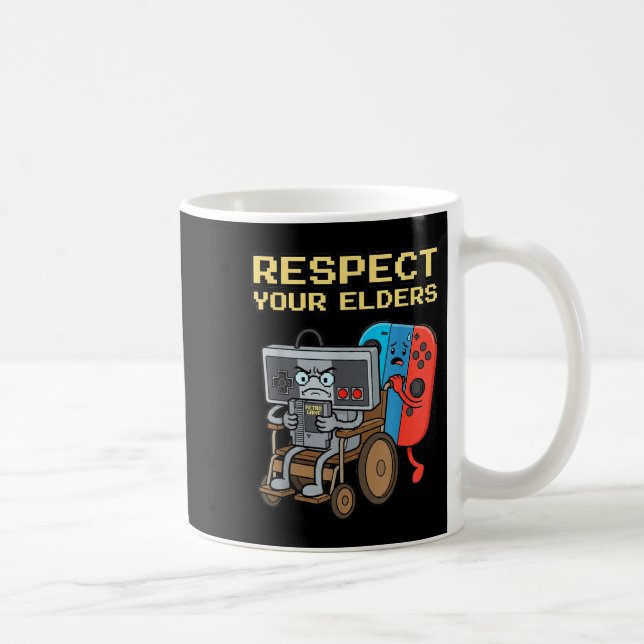 Respect Your Elders Retro Gaming Funny Gamer Contr Kaffeetasse (Rechts)