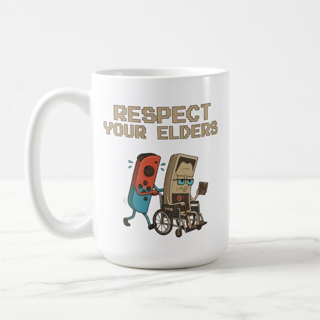 Respect Your Elders Retro Gaming Funny Gamer Contr Kaffeetasse (Links)