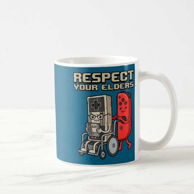 Respect Your Elders Retro Gaming Funny Gamer Contr Kaffeetasse (Rechts)