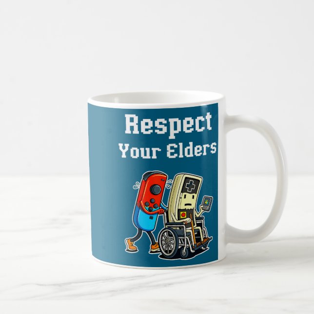 Respect Your Elders Retro Gaming Funny Gamer Contr Kaffeetasse (Rechts)