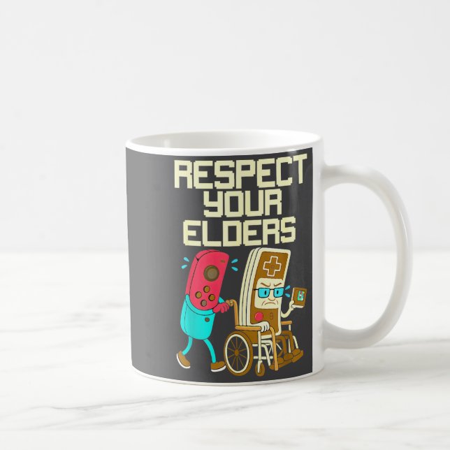 Respect Your Elders Retro Gaming Funny Gamer Contr Kaffeetasse (Rechts)