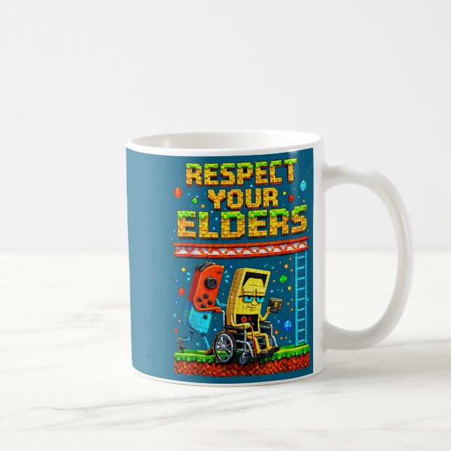 Respect Your Elders Retro Gaming Funny Gamer Contr Kaffeetasse (Rechts)