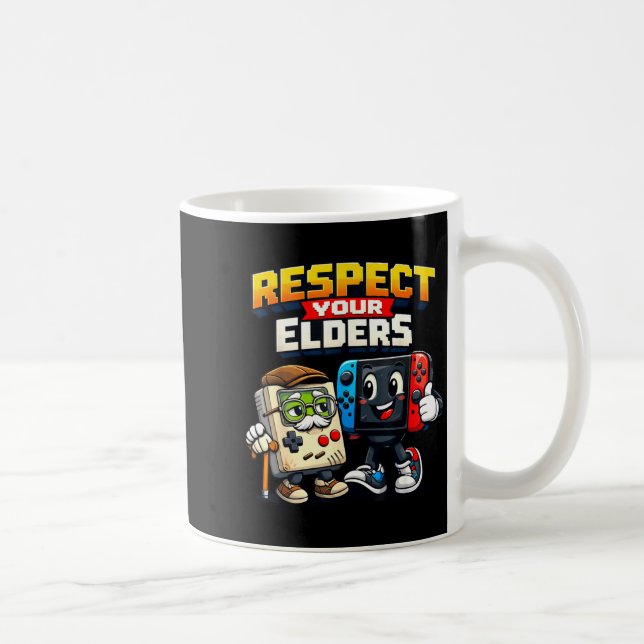 Respect Your Elders Retro Gaming Funny Gamer Contr Kaffeetasse (Rechts)