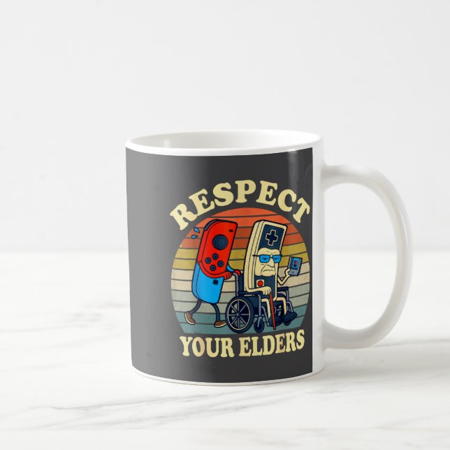 Respect Your Elders Retro Gaming Funny Gamer Contr Kaffeetasse (Rechts)