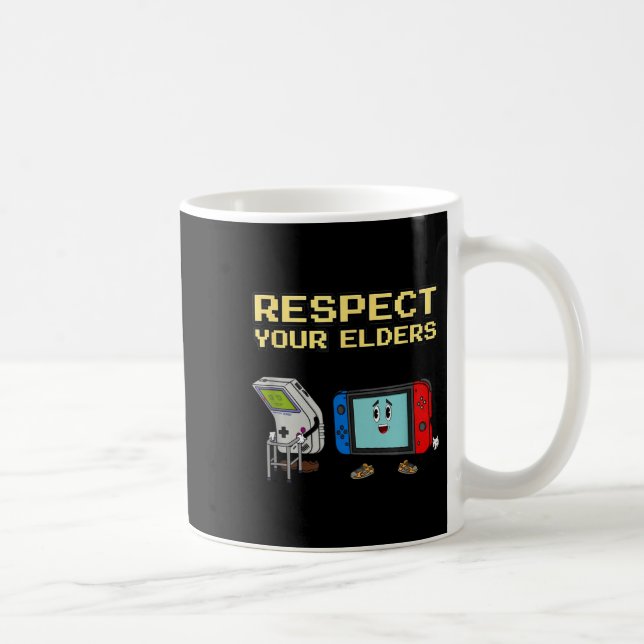 Respect Your Elders Retro Gaming Funny Gamer Contr Kaffeetasse (Rechts)
