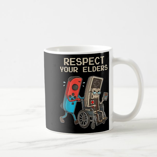 Respect Your Elders Retro Gaming Funny Gamer Contr Kaffeetasse (Rechts)