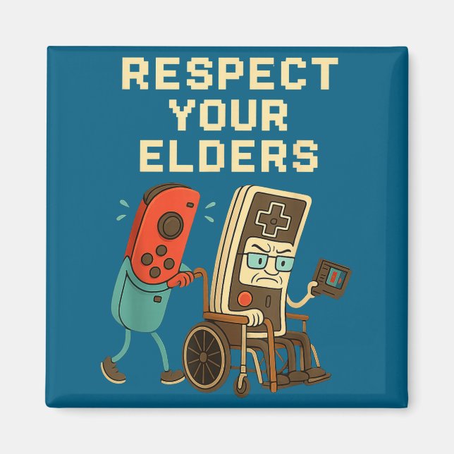 Respect Your Elders Retro Gaming Funny Gamer Contr Magnet (Vorne)