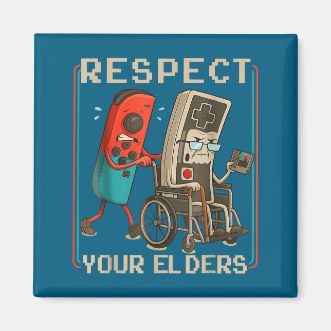 Respect Your Elders Retro Gaming Funny Gamer Contr Magnet (Vorne)