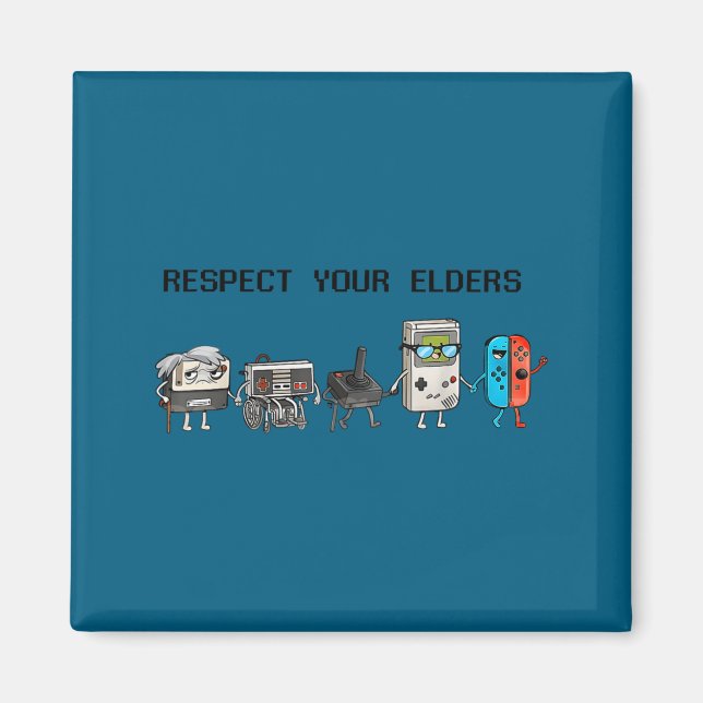 Respect Your Elders Retro Gaming Funny Gamer Contr Magnet (Vorne)
