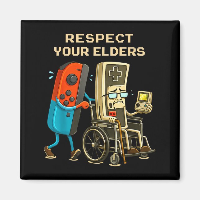Respect Your Elders Retro Gaming Funny Gamer Contr Magnet (Vorne)