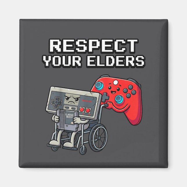 Respect Your Elders Retro Gaming Funny Gamer Contr Magnet (Vorne)