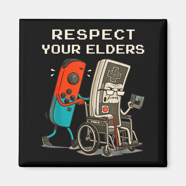 Respect Your Elders Retro Gaming Funny Gamer Contr Magnet (Vorne)