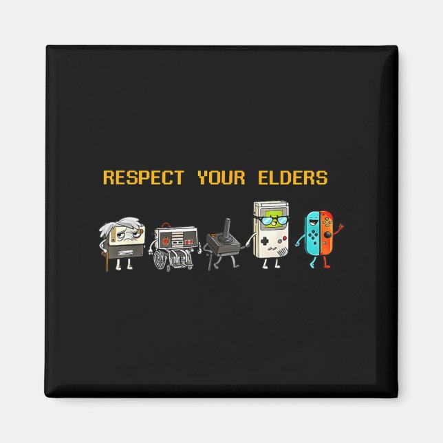 Respect Your Elders Retro Gaming Funny Gamer Contr Magnet (Vorne)