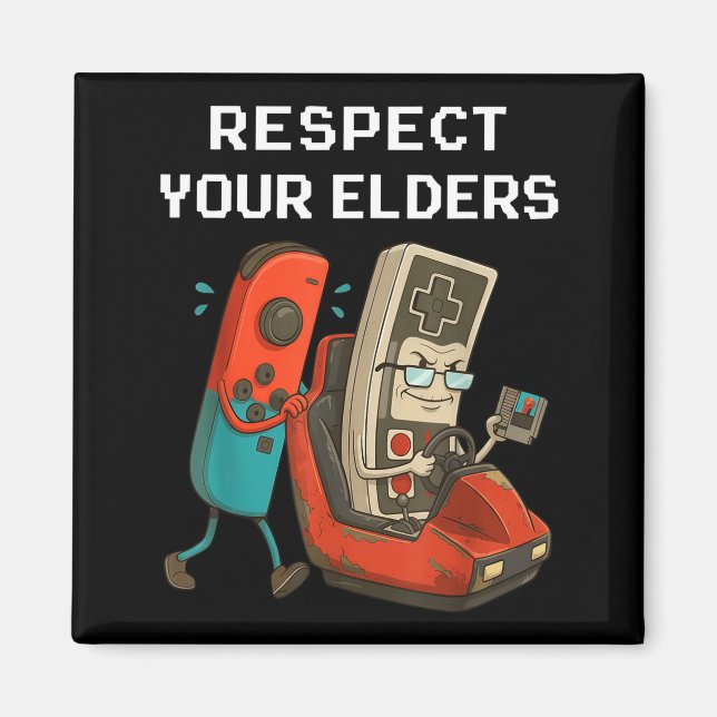 Respect Your Elders Retro Gaming Funny Gamer Contr Magnet (Vorne)