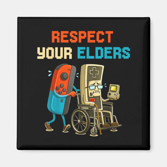 Respect Your Elders Retro Gaming Funny Gamer Contr Magnet (Vorne)