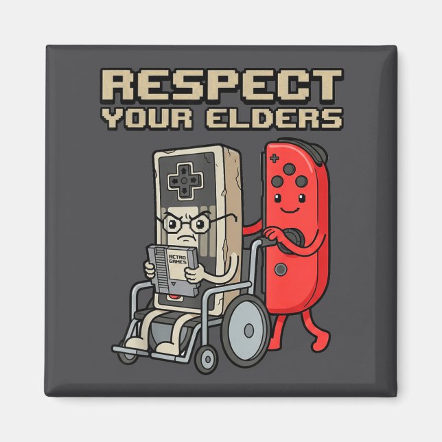 Respect Your Elders Retro Gaming Funny Gamer Contr Magnet (Vorne)