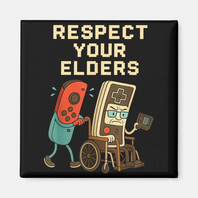 Respect Your Elders Retro Gaming Funny Gamer Contr Magnet (Vorne)