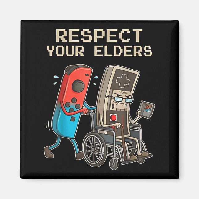 Respect Your Elders Retro Gaming Funny Gamer Contr Magnet (Vorne)