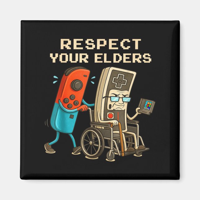 Respect Your Elders Retro Gaming Funny Gamer Contr Magnet (Vorne)