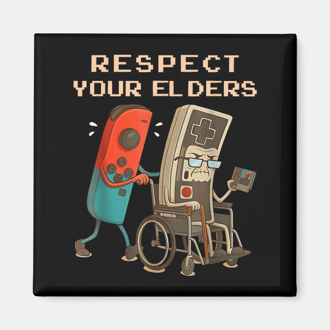 Respect Your Elders Retro Gaming Funny Gamer Contr Magnet (Vorne)