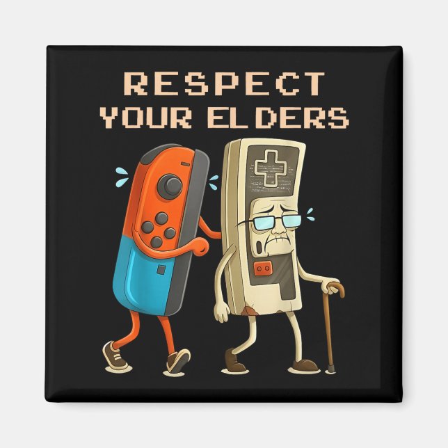 Respect Your Elders Retro Gaming Funny Gamer Contr Magnet (Vorne)