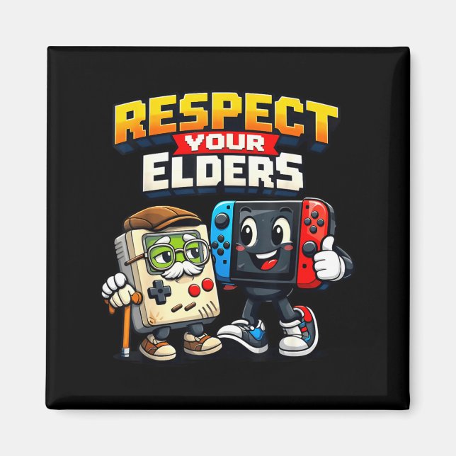 Respect Your Elders Retro Gaming Funny Gamer Contr Magnet (Vorne)