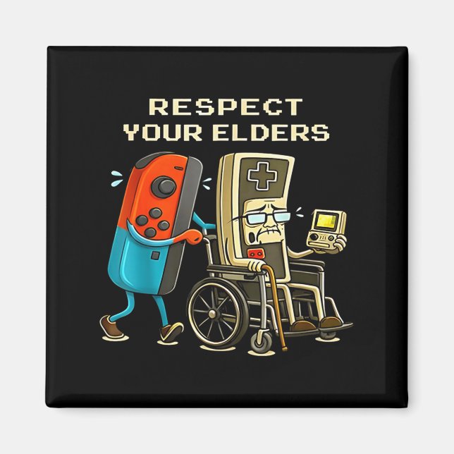 Respect Your Elders Retro Gaming Funny Gamer Contr Magnet (Vorne)