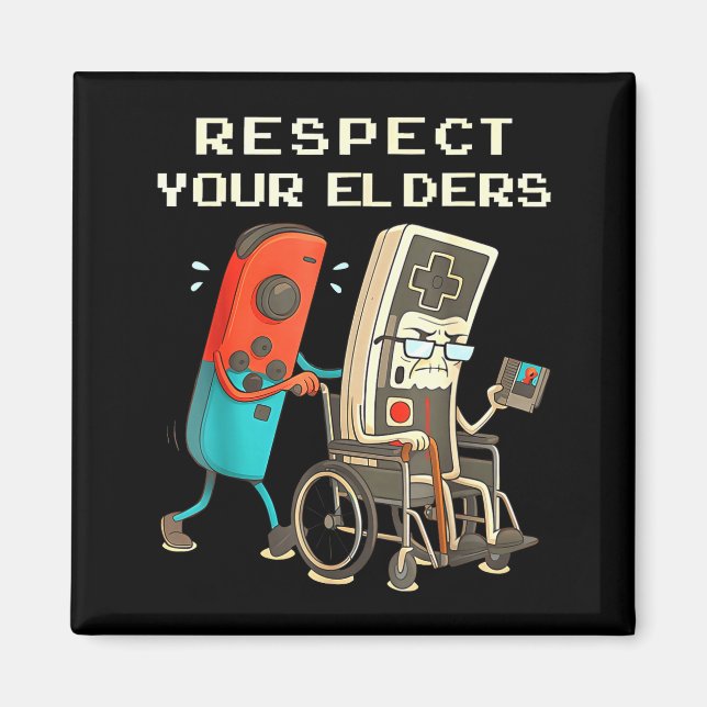 Respect Your Elders Retro Gaming Funny Gamer Contr Magnet (Vorne)