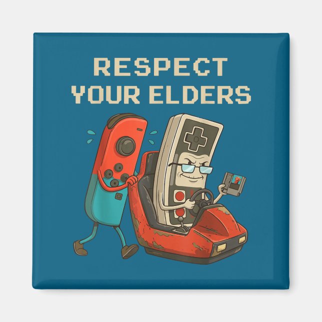 Respect Your Elders Retro Gaming Funny Gamer Contr Magnet (Vorne)