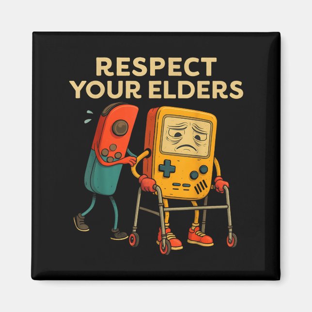 Respect Your Elders Retro Gaming Funny Gamer Contr Magnet (Vorne)