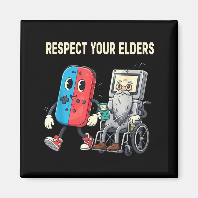 Respect Your Elders Retro Gaming Funny Gamer Contr Magnet (Vorne)