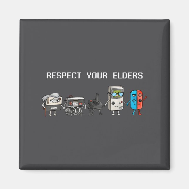 Respect Your Elders Retro Gaming Funny Gamer Contr Magnet (Vorne)