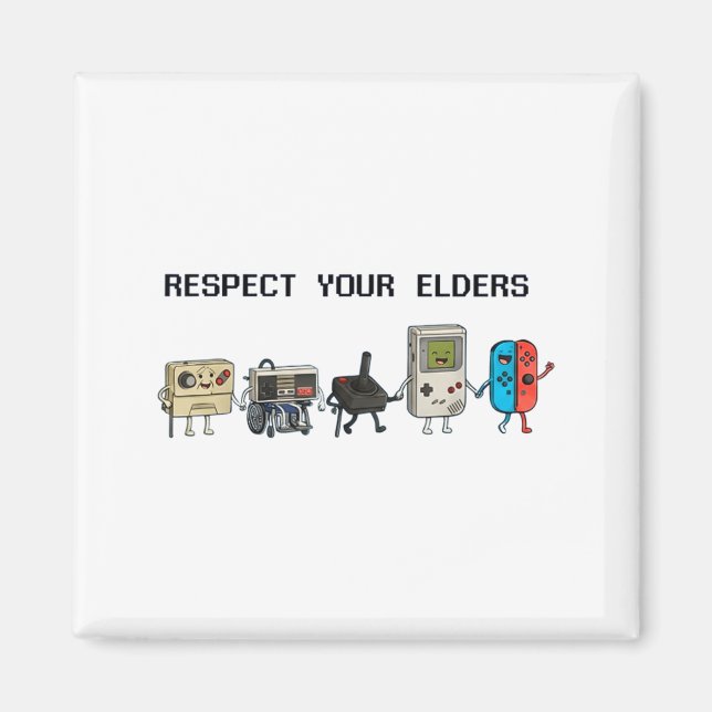Respect Your Elders Retro Gaming Funny Gamer Contr Magnet (Vorne)