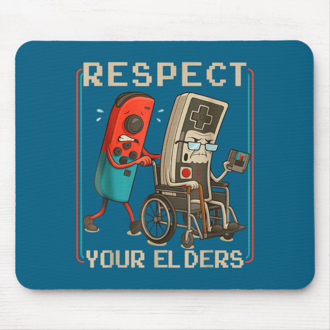 Respect Your Elders Retro Gaming Funny Gamer Contr Mousepad (Vorne)