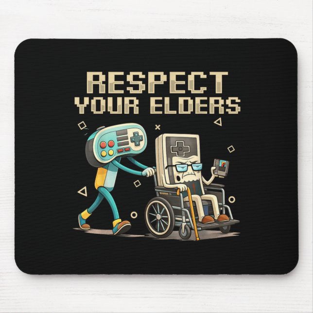 Respect Your Elders Retro Gaming Funny Gamer Contr Mousepad (Vorne)