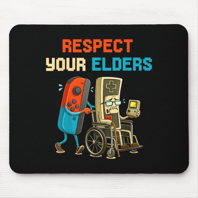 Respect Your Elders Retro Gaming Funny Gamer Contr Mousepad (Vorne)